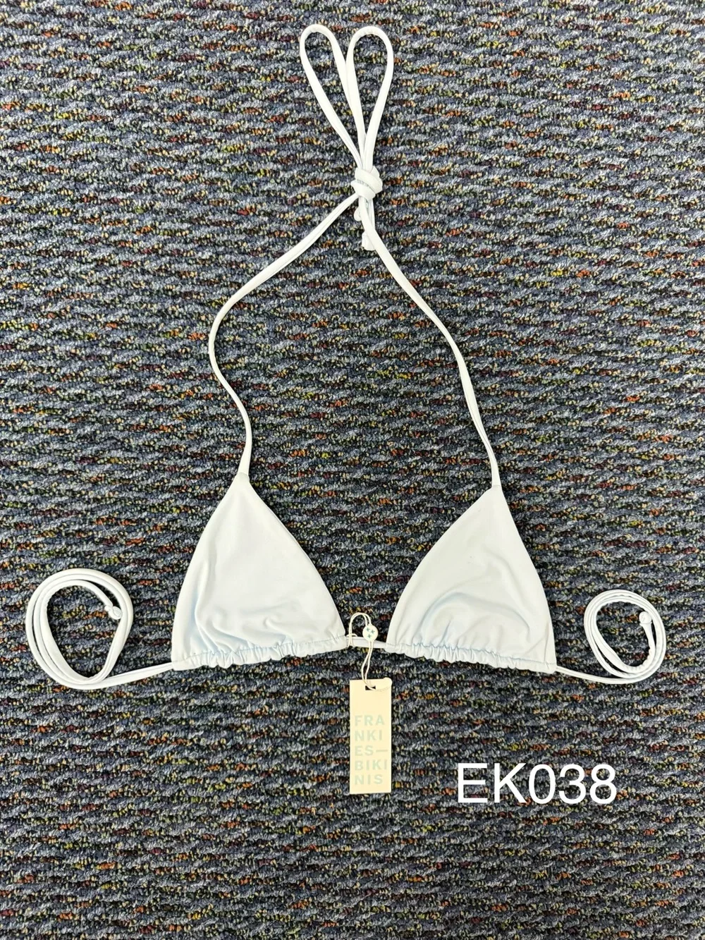 NWT Frankies Bikinis Nick Triangle Bikini Top Ash Blue Small MSRP $70